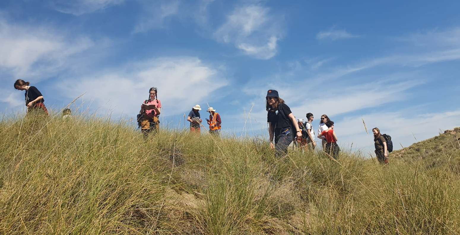 Students studying geology in Spain